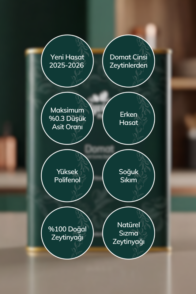 Olyvian Ödüllü Premier Natürel Sızma Zeytinyağı 3 L – Domat Cinsi, Erken Hasat, Soğuk Sıkım, Filtresiz