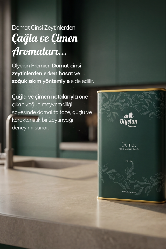 Premier Doğal Zeytinyağı 3 L – Domat Cinsi Erken Hasat Soğuk Sıkım Natürel Sızma