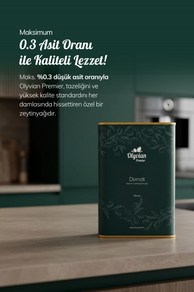 Premier Doğal Zeytinyağı 3 L – Domat Cinsi Erken Hasat Soğuk Sıkım Natürel Sızma