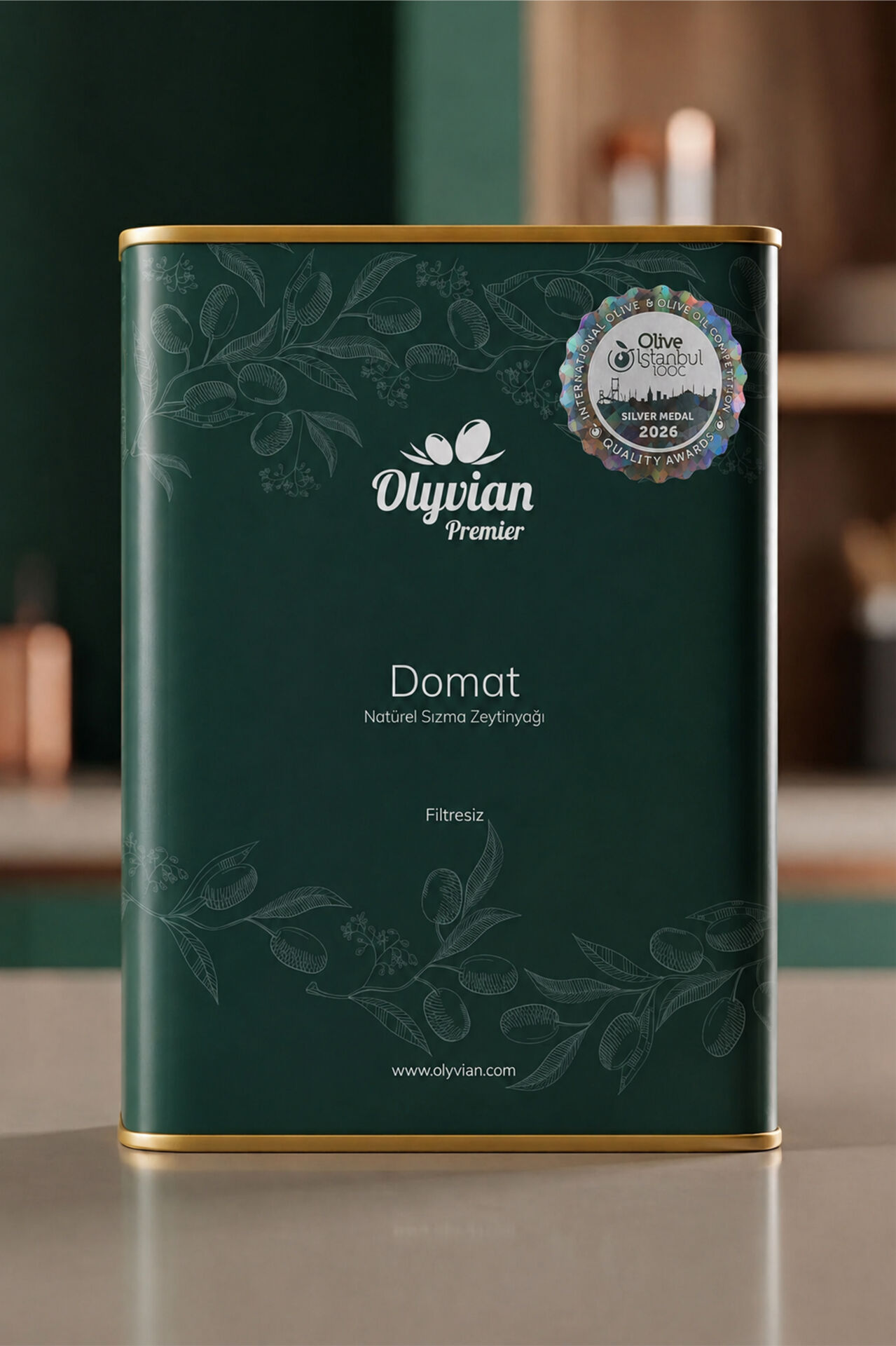 Olyvian Ödüllü Premier Natürel Sızma Zeytinyağı 3 L – Domat Cinsi, Erken Hasat, Soğuk Sıkım, Filtresiz