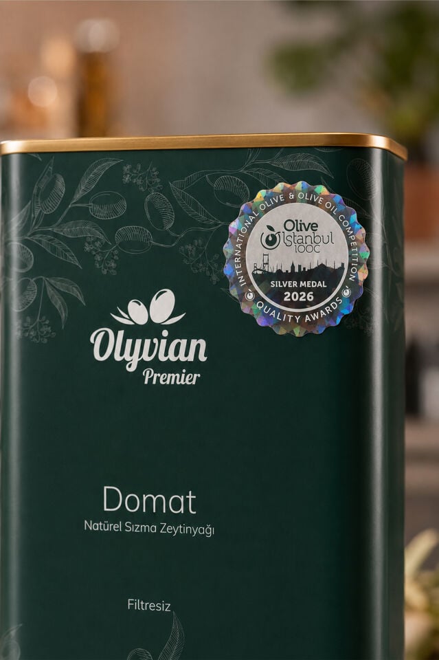 Olyvian Ödüllü Premier Natürel Sızma Zeytinyağı 3 L – Domat Cinsi, Erken Hasat, Soğuk Sıkım, Filtresiz