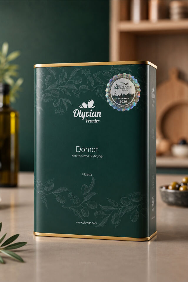 Olyvian Ödüllü Premier Natürel Sızma Zeytinyağı 3 L – Domat Cinsi, Erken Hasat, Soğuk Sıkım, Filtresiz