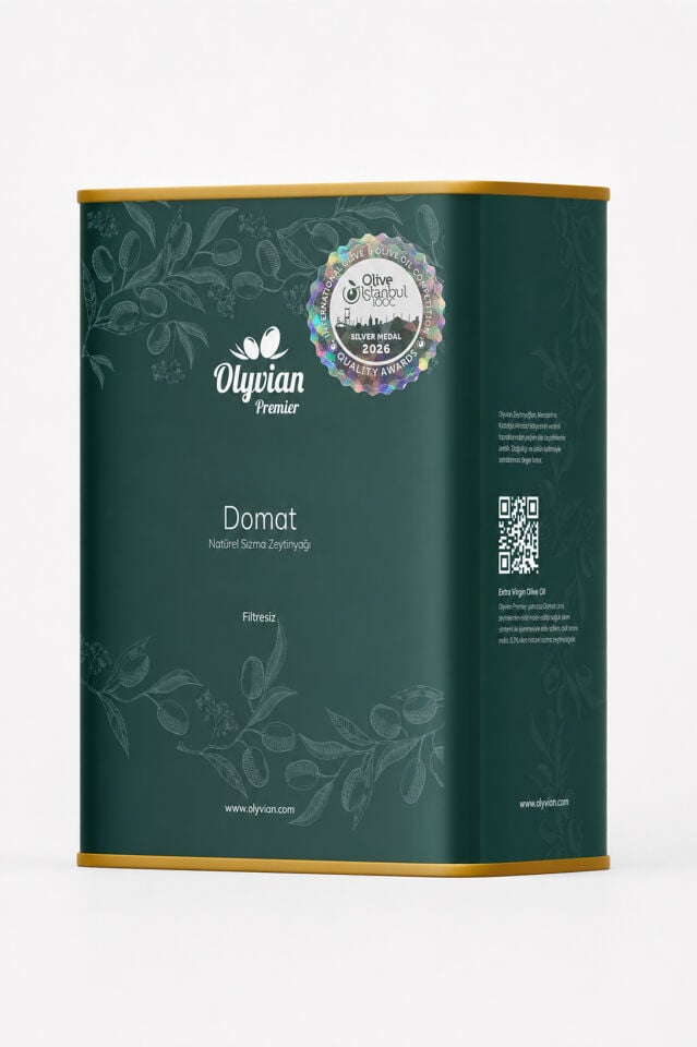 Olyvian Ödüllü Premier Natürel Sızma Zeytinyağı 3 L – Domat Cinsi, Erken Hasat, Soğuk Sıkım, Filtresiz