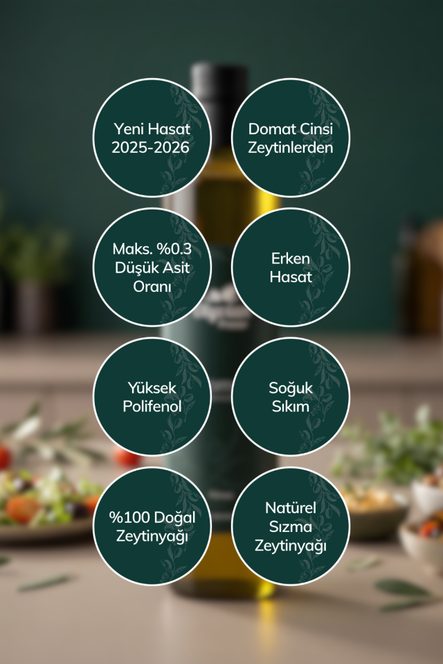 Olyvian Ödüllü Premier Zeytinyağı 750 ml – Domat Cinsi, Erken Hasat, Soğuk Sıkım, Filtresiz, Natürel Sızma Zeytinyağı