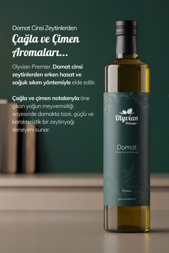 Premier Doğal Zeytinyağı 750 ml – Domat Cinsi Erken Hasat Natürel Sızma, Soğuk Sıkım