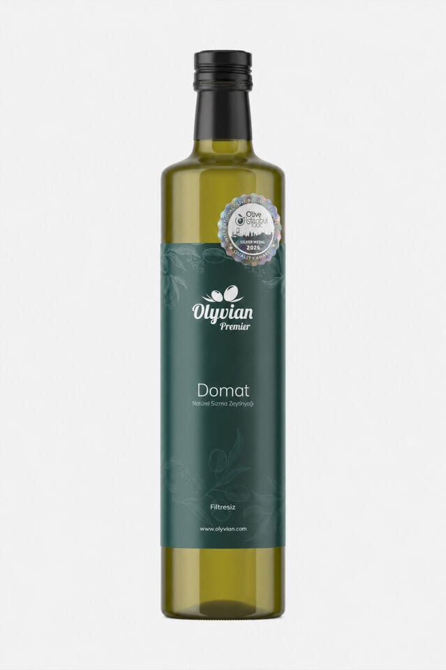 Olyvian Ödüllü Premier Zeytinyağı 750 ml – Domat Cinsi, Erken Hasat, Soğuk Sıkım, Filtresiz, Natürel Sızma Zeytinyağı