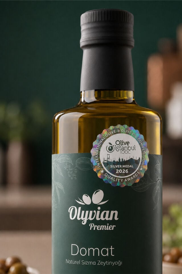 Olyvian Ödüllü Premier Zeytinyağı 750 ml – Domat Cinsi, Erken Hasat, Soğuk Sıkım, Filtresiz, Natürel Sızma Zeytinyağı