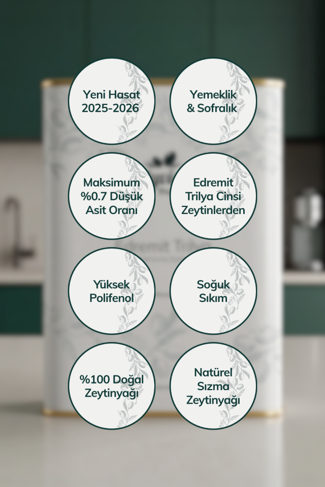 Premium Doğal Zeytinyağı 3 L – Edremit & Trilye Cinsi Natürel Sızma (Soğuk Sıkım)