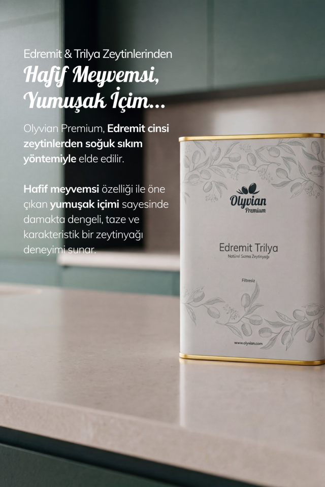 Premium Doğal Zeytinyağı 3 L – Edremit & Trilye Cinsi Natürel Sızma (Soğuk Sıkım)
