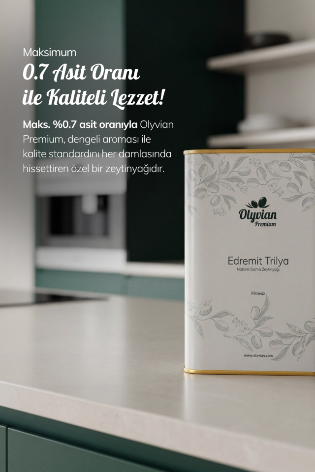 Premium Doğal Zeytinyağı 3 L – Edremit & Trilye Cinsi Natürel Sızma (Soğuk Sıkım)