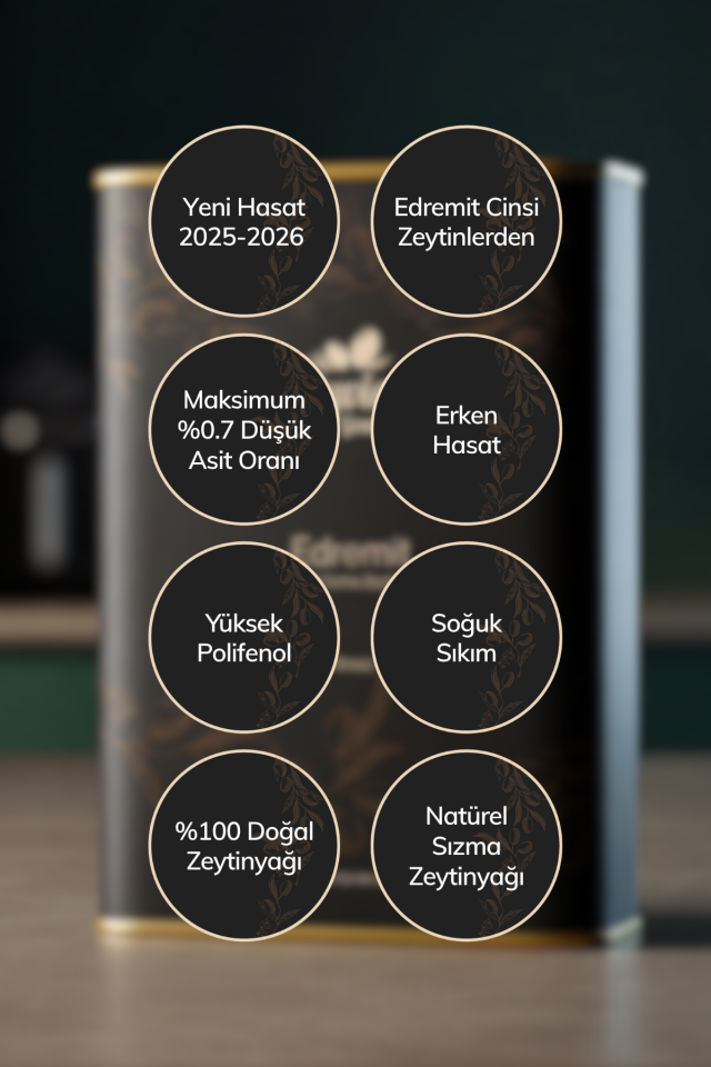 Gourmet Doğal Zeytinyağı 3 L – Edremit Cinsi Erken Hasat Natürel Sızma (Soğuk Sıkım)