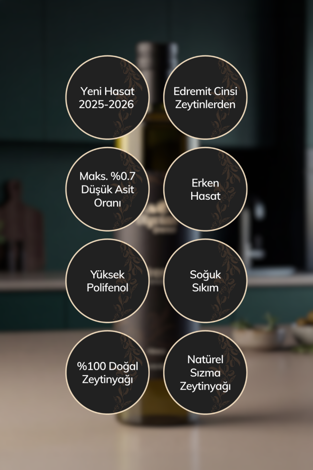 Gourmet Doğal Zeytinyağı 750 ml – Edremit Cinsi Erken Hasat Natürel Sızma (Soğuk Sıkım)