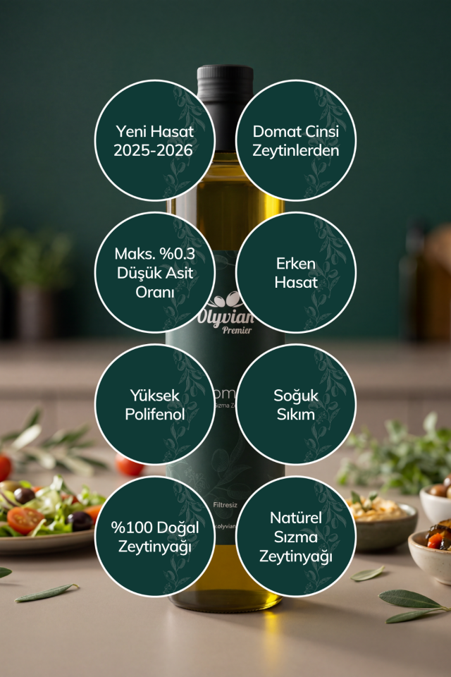 Premier Domat Cinsi & Gourmet Edremit Cinsi Doğal Natürel Sızma Zeytinyağı 750 ml 2’li Set