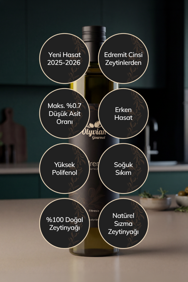 Premier Domat Cinsi & Gourmet Edremit Cinsi Doğal Natürel Sızma Zeytinyağı 750 ml 2’li Set