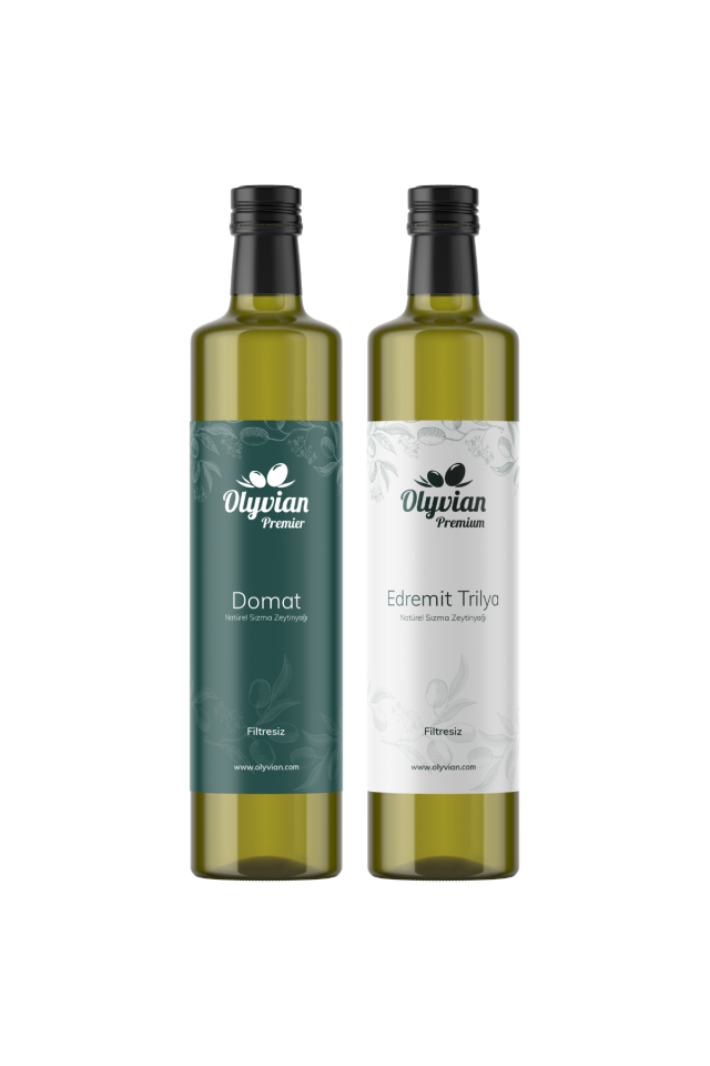 Premier Domat Cinsi & Premium Edremit Trilya Cinsi Doğal Natürel Sızma Zeytinyağı 750 ml 2’li Set