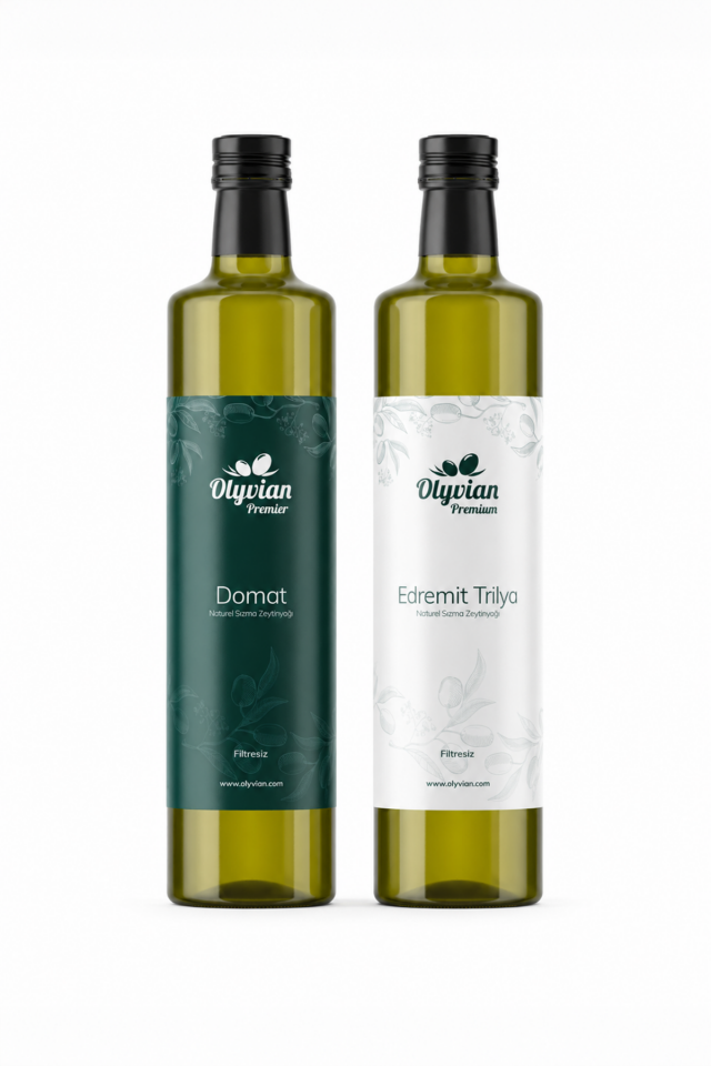 Premier Domat Cinsi & Premium Edremit Trilya Cinsi Doğal Natürel Sızma Zeytinyağı 750 ml 2’li Set