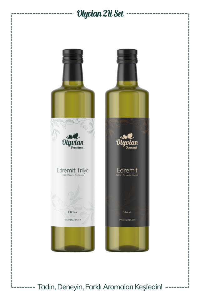 Gourmet Edremit Cinsi & Premium Edremit Trilya Cinsi Doğal Natürel Sızma Zeytinyağı 750 ml 2’li Set
