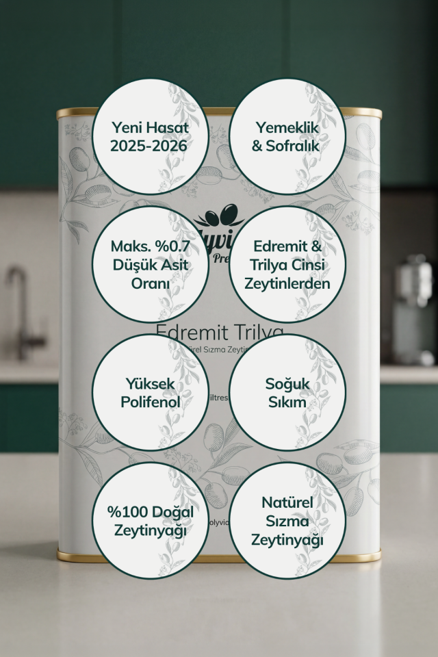 Premium Edremit Trilya Cinsi 3 L x 2 Adet Doğal Natürel Sızma Zeytinyağı