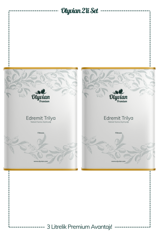 Premium Edremit Trilya Cinsi 3 L x 2 Adet Doğal Natürel Sızma Zeytinyağı