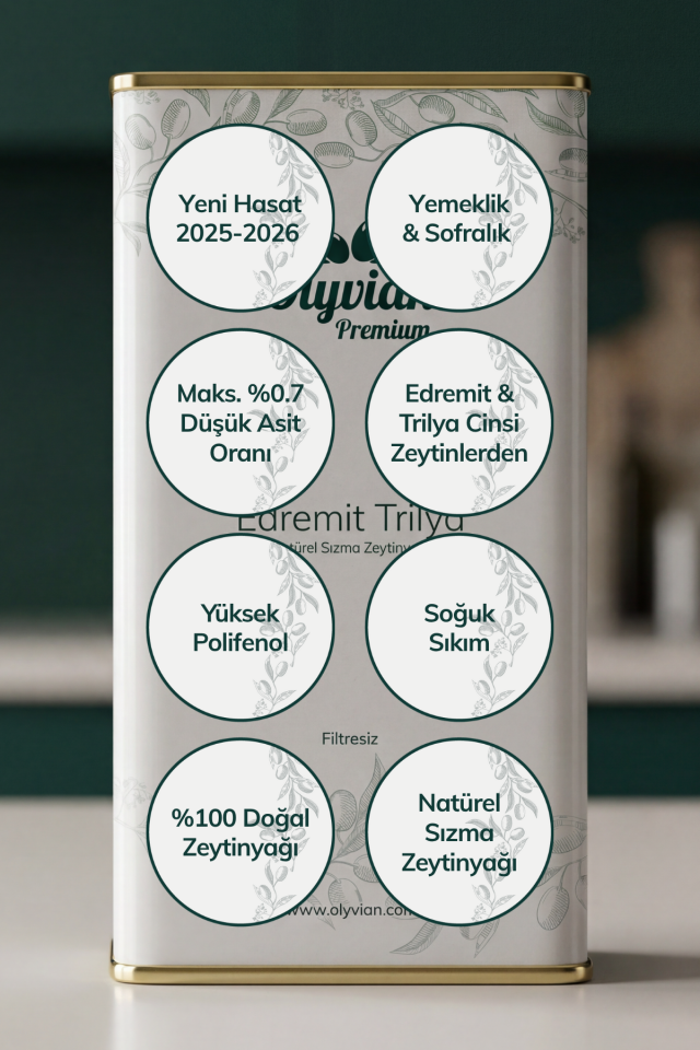 Premium Edremit Trilye Cinsi 5 L x 2 Adet Doğal Natürel Sızma Zeytinyağı