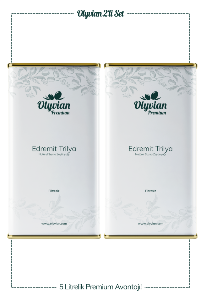 Premium Edremit Trilye Cinsi 5 L x 2 Adet Doğal Natürel Sızma Zeytinyağı