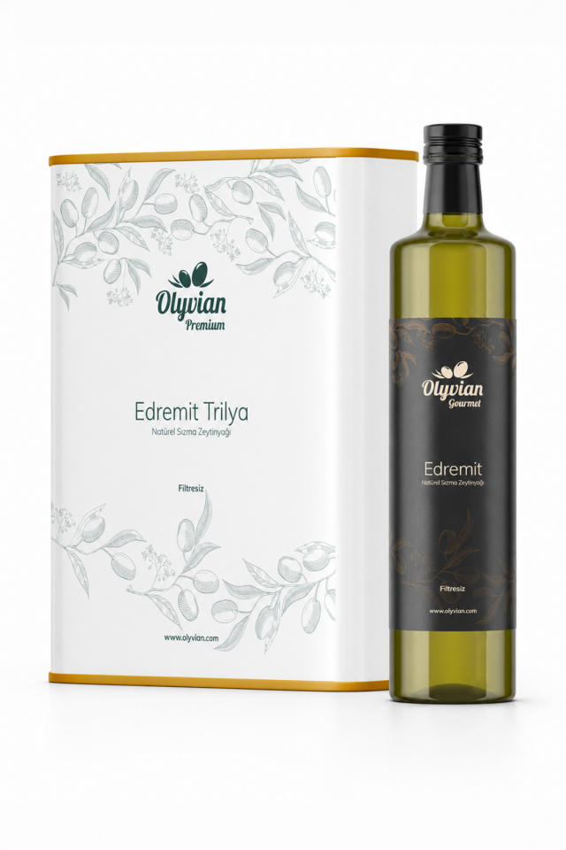 Gourmet Edremit 750 ml + Premium Edremit & Trilya 3 L Doğal Natürel Sızma Zeytinyağı Seti 2li